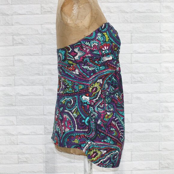 LIZ LANGE MATERNITY Swimsuit Tankini Top Abstract Floral Boho Print Blue Medium - Picture 2 of 11